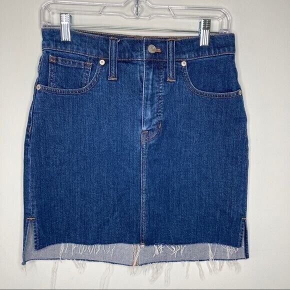 Madewell Womens Stretch Denim Straight Mini Skirt Step-Hem Edition Size 25 - Picture 6 of 6